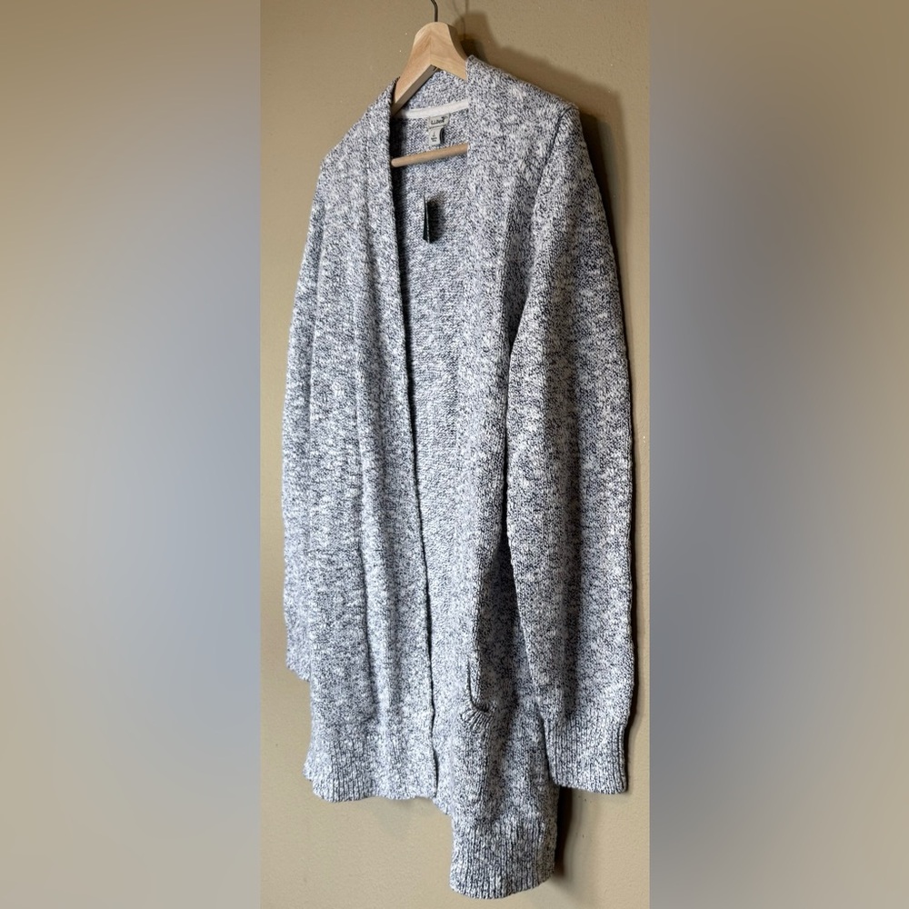 L.L. Bean Women's Marled Gray Open Front Cardigan Sweater NWT Large - Picture 3 of 7